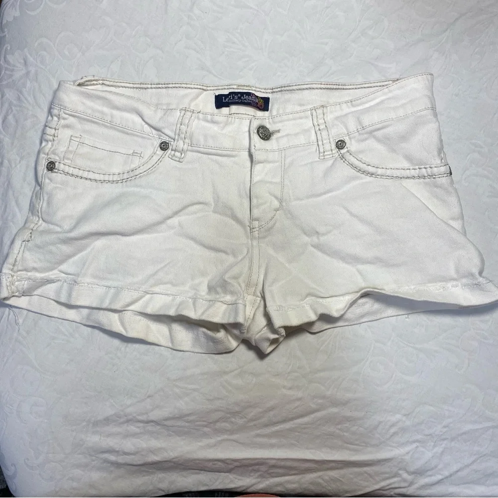 Levi’s Jeans Flap Pocket Shorts White Women’s Juniors 11 Denim Button Pocket